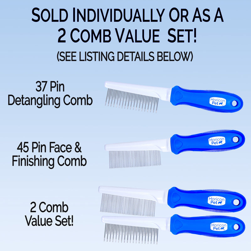 Horicon Pet Detangling Grooming Comb with Long & Short Stainless Steel Metal Teeth - Dogs, Cats & Small Animals for Removing Matted Fur, Knots & Tangles - PawsPlanet Australia