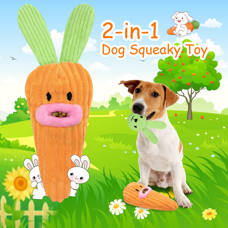 Squeaky Dog Toys Dog Puzzle Toys, Interactive Dog Toys for Small Medium Dogs, Treat Dispensing Dog Toys Plush Dog Toy Cute Puppy Puzzle Toys for IQ Training Foraging Teething Carrot Shape - PawsPlanet Australia