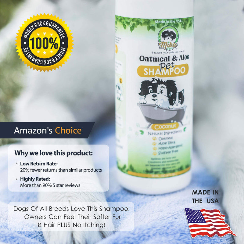 [Australia] - Dog Shampoo for Smelly Puppy, Cat, Small Pet - Natural Oatmeal for Dry Itchy Skin Dandruff Relief - Hypoallergenic with Aloe for Allergy Relief & Sensitive Skin at Bath Time - Best Dog Bath Deodorizer 