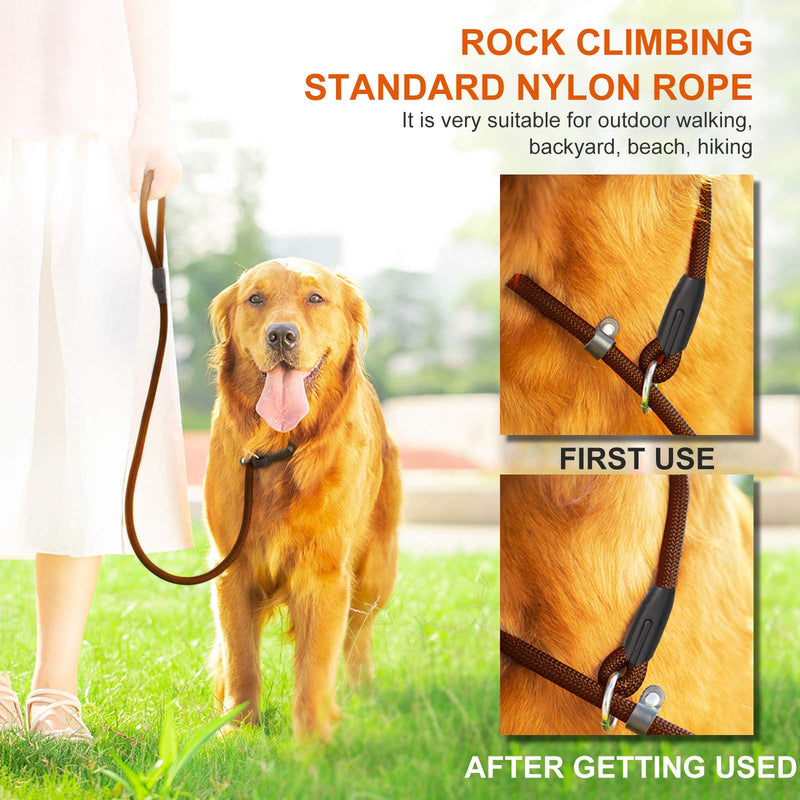 Dog Leash, Slip Lead Dog Leash Extremely Durable and Waterproof Heavy Duty Control Safety 2 in 1 Rope Training Dog Leashes Perfect for Small Medium Large Dogs (Brown) 1PC - PawsPlanet Australia