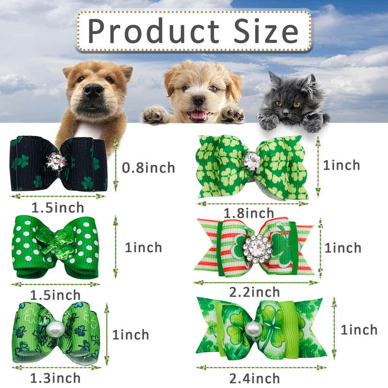 JpGdn 50PCS/25PAIRS St. Patrick's Day Dog Hair Bows with Rubber Bands Green Pet Animal Hair Bowknot Top Knot for Small Medium Doggy Puppy Cat Rabbit Poodle Grooming Accessories - PawsPlanet Australia