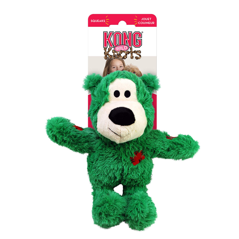 KONG - Holiday Wild Knots Bear - Internal Knotted Ropes and Minimal Stuffing for Less Mess - For Small/Medium Dogs (Assorted Colours) - PawsPlanet Australia