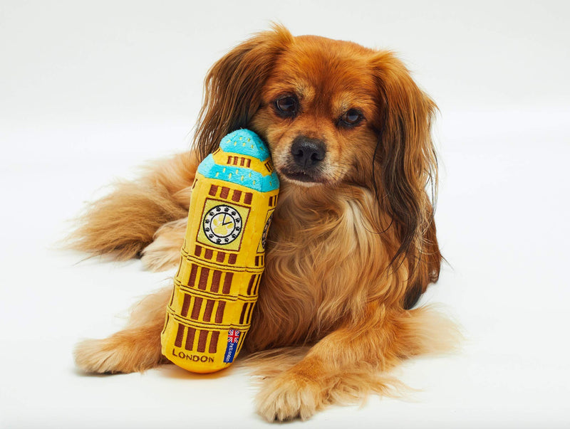 PetLondon British Big Ben London Clock Tower Plush Dog and Puppy Toy 6" With Squeaker, Landmark Parliament Cute Fun London Landmark UK Dog Interactive Toy - PawsPlanet Australia