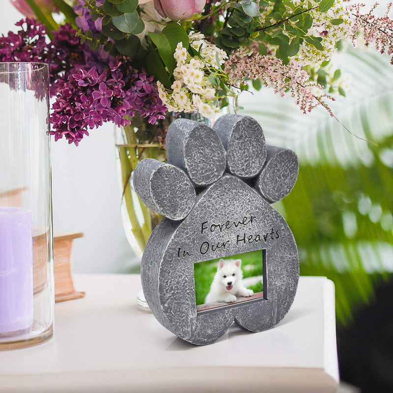 Dog Memorial Stone-Pet Memory Picture Frame Paw-prints Grave Stone Marker Headstone Remembrance Sympathy Tombstone Statue Cat Dogs Puppy Pets Loss Keepsake Gift For Outdoor Garden Lawn Yard Gravestone - PawsPlanet Australia