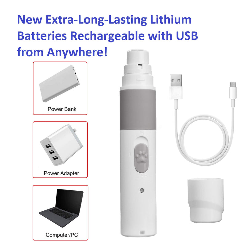 [Australia] - PET NAIL GRINDER - BEST Rechargeable Cordless DOG NAIL Trimmer for Dogs & Cats - Easy & Comfortable to Use - Quiet Motor, Two Speed Options with Light Indicator - Great for Small, Medium, Large Nails. 