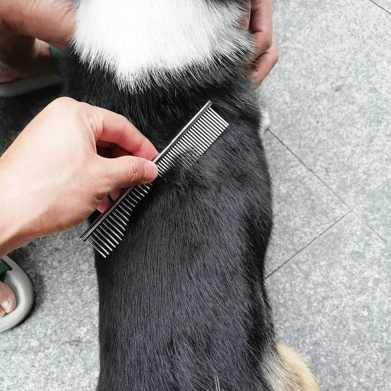 De-matting knife in pet & dog comb stainless steel, pet care set, double-sided undercoat brush for small to large pets, easy to remove undercoat and loosen tangles (S, orange) S - PawsPlanet Australia
