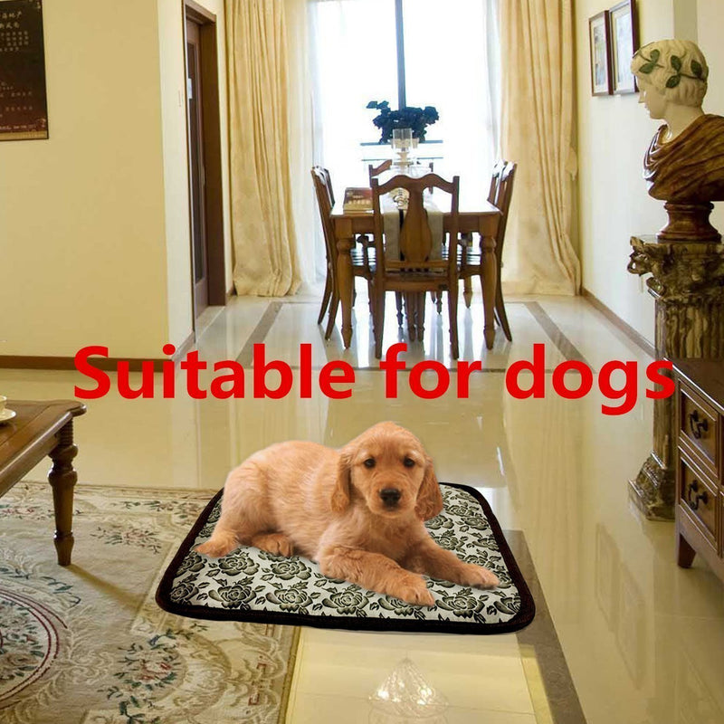[Australia] - UBEI Pet Electric Heating Pad for Dogs and Cats Waterproof Adjustable Anti-bite Steel Cord Dog Warm Bed Mat Heated Suitable for Pets Deds Pets Blankets and Kennel 17.7"x17.7" (Flower Color) … 