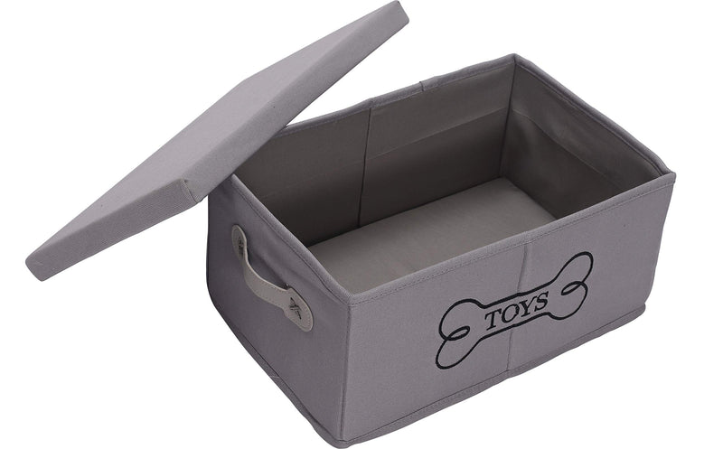 Brabtod Canvas Dog Storage Basket Bin with Lid and Handles - Perfect for Dog Toys, Clothing, Storage Trunk -gray - PawsPlanet Australia