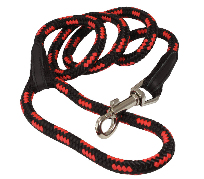 [Australia] - Dogs My Love 6ft Long Braided Rope Dog Leash Red with Black 6 Sizes Medium: 6ft Long; 3/8" Diam (10mm) 