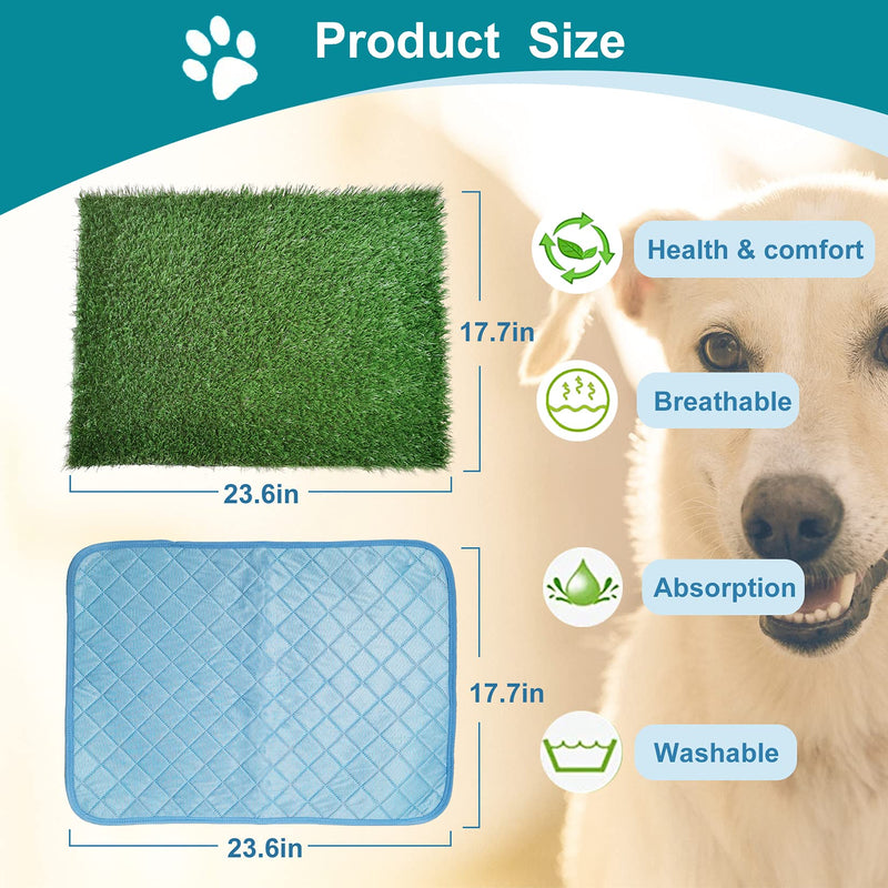 Dog Grass Pee Pads 2 Packs, Artificial Grass Turf Dog Grass Mat and Washable Puppy Grass Pee Pad for Indoor Outdoor Potty Training Use, Professional Reusable Dog Grass Pad for Medium and Small Dogs - PawsPlanet Australia