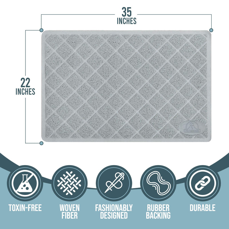 [Australia] - Pet Union Jumbo Cat Litter Mat, 35 x 22 in, Fashionable Design, Phthalate Free, Captures and Traps Litter, Slip-Resistant, Soft on Paws, Premium Comfort for Your Furry Friend! (Light Grey) 