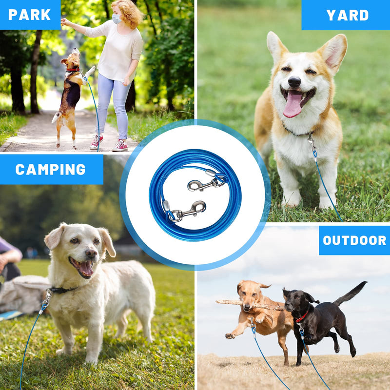 HaiYUAN Dog Tie Out Cable 10/15/20/25/30 FT Dog Runner for Yard Steel Wire Dog Cable with Durable Superior Clips Blue Dog Chains for Outside Dog Lead for Large Dogs Up to 165 lbs 10FT - PawsPlanet Australia