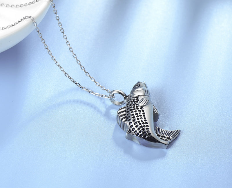 [Australia] - UNY Stainless Steel Memorial Pets Ashes Keepsake Pendant Unique Fish Shape urn Cremation Pendant 