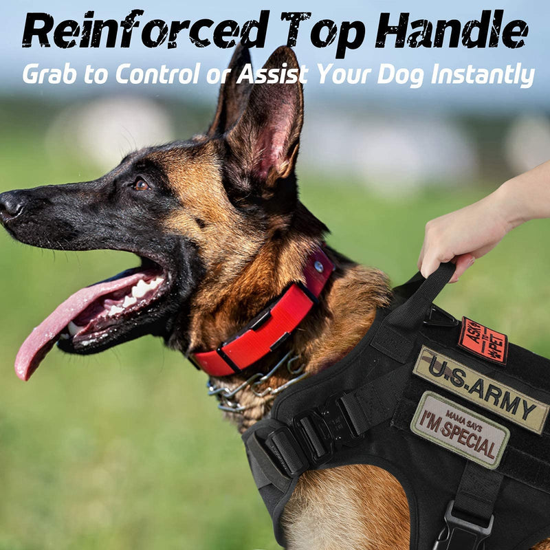 rabbitgoo Tactical Dog Harness for Large Medium Dogs, Military Dog Harness with Handle, No-Pull Service Dog Vest with Molle & Loop Panels, Adjustable Dog Vest Harness for Training Hunting Walking Small Black - PawsPlanet Australia