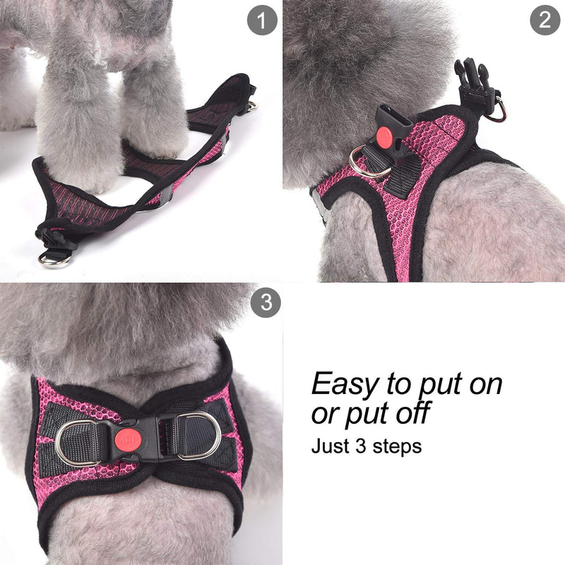 [Australia] - matilor 2 Packs Dog Harness Step-in Breathable Puppy Cat Dog Vest Harnesses for Small Medium Dogs harness+leash, XS Black+Black, 1+1 packs 