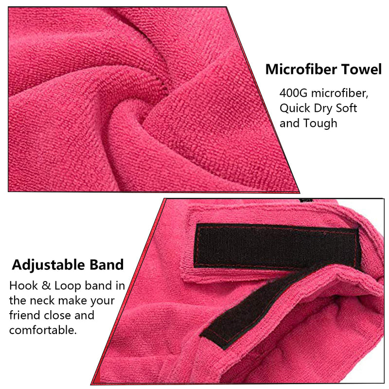 Morezi Dog Bathrobe Towel, Dry Fast Dog Bag, Microfibre Fast Drying Super Absorbent Pet Dog Cat Bath Robe Towel - Red - Medium Plus Medium Plus (96x72cm) - PawsPlanet Australia