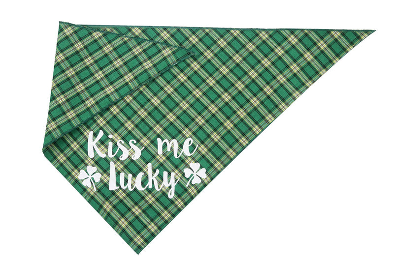 2Pack St Patricks Day Dog Bandana, Green Plaid Dog Bandana with Shamrock Pattern - PawsPlanet Australia