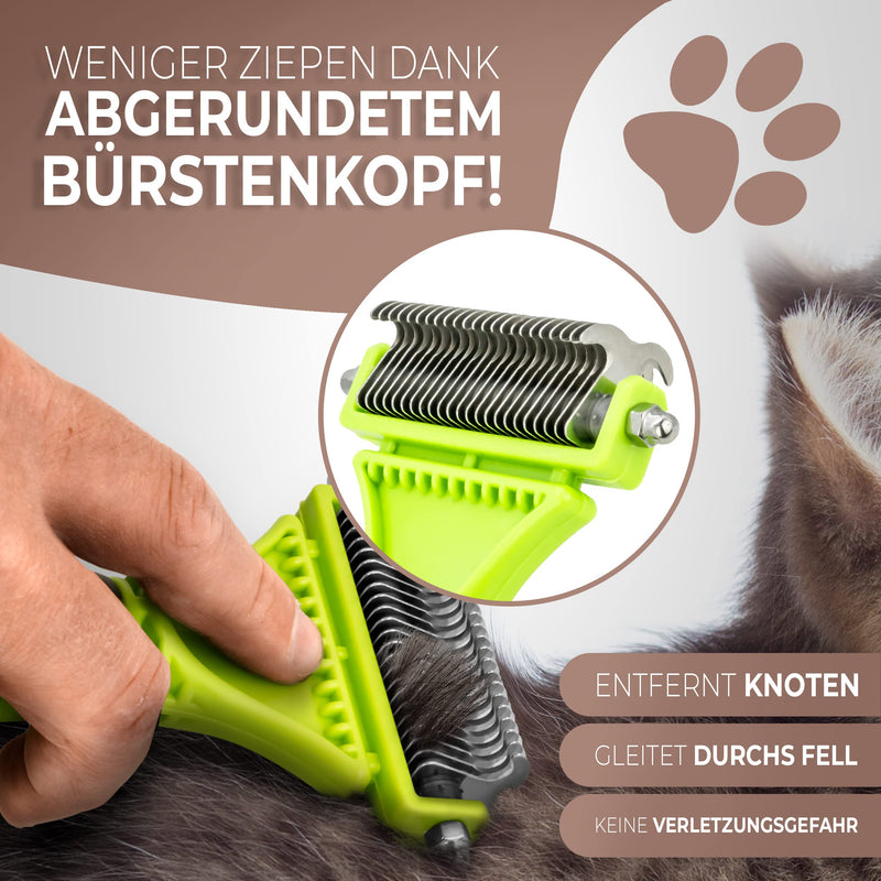 PRETTYPAW ® professional cat brush set I cat care set - 100% hygiene & comfort thanks to rounded massage bristles I brush for optimal short hair and long hair I undercoat brush - PawsPlanet Australia