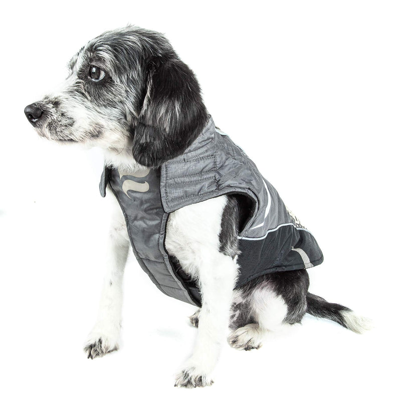 [Australia] - DOGHELIOS 'Altitude-Mountaineer' Wrap-Velcro Protective Waterproof Pet Dog Coat Jacket w/ Blackshark Technology, Small, Black, Grey 