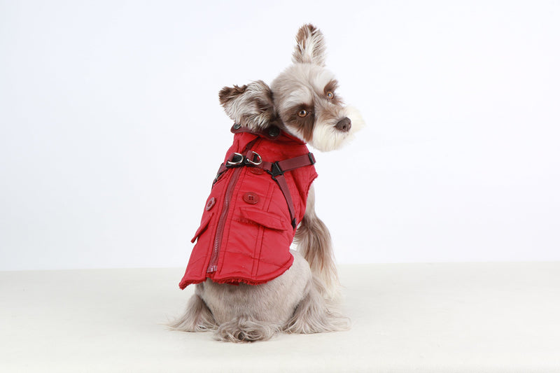 Puppia Wilkes Winter Fleece Vest, Large, Wine - PawsPlanet Australia