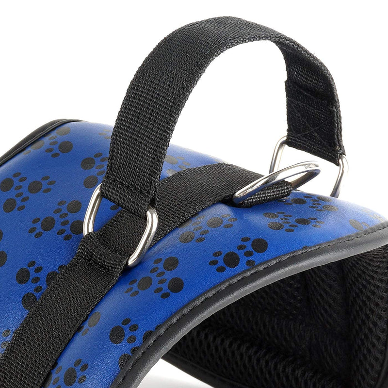 Pet Armour Dog Harness Strong Adjustable Leather Soft Padded - No Pull Harness for dogs with Handle, Breathable, Washable, Weatherproof Lightweight for Outdoor Activities, Medium and Small Dog harness Blue Paws - PawsPlanet Australia