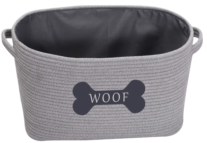 Morezi Cotton Rope Dog Toy Box Puppy Toy Basket Bin with Drawstring Closure - Perfect for Organizing Dog Toys, Blankets, Leashes, Towel, Coats, Diaper, Pet Pee Mat - Gray - PawsPlanet Australia