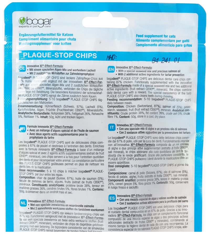 Bogadent Plaque-Stop Chips Cat 50 g, pack of 1 (50 g) 50 g (pack of 1) - PawsPlanet Australia