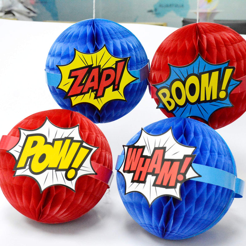 Superhero Decorations Superhero Honeycomb Centerpieces Superhero Hanging Paper Honeycomb Ball Decorations Party Hanging Decorations - PawsPlanet Australia