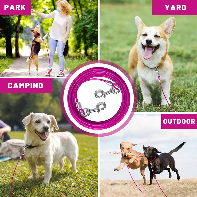HaiYUAN Dog Tie Out Cable 10/15/20/25/30 FT Dog Runner for Yard Steel Wire Dog Cable with Durable Superior Clips Pink Dog Chains for Outside Dog Lead for Large Dogs Up to 165 lbs 15FT - PawsPlanet Australia