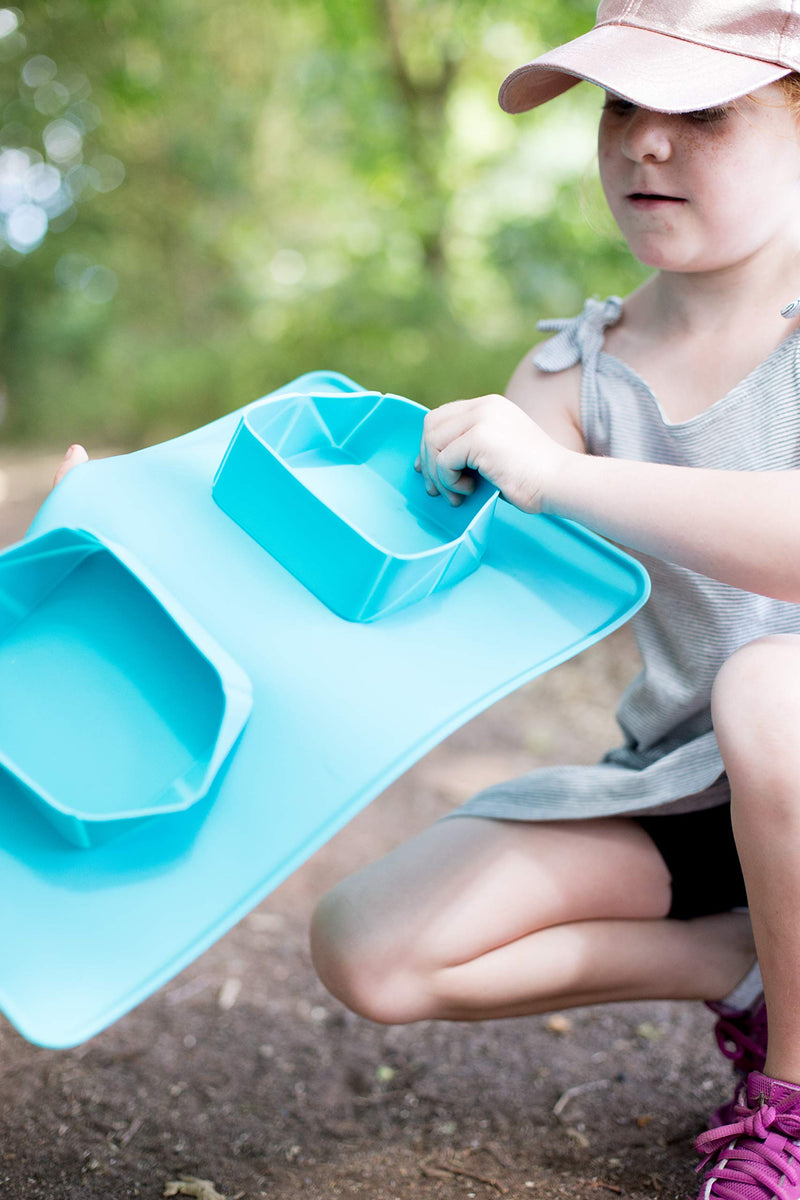 RollaBowl Travel Dog Bowl with Carry Case. Portable Double 'Roll-Up' Pet Bowl and Mat, For Cat or Dog. Perfect for Home, Travel, Walks and Camping (Turquoise) Turquoise - PawsPlanet Australia