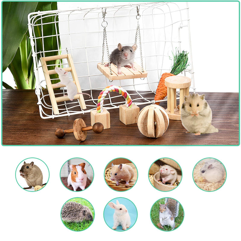 Furpaw Hamster Chew Toys, 11 Pcs Natural Wooden Exercise Toys for Guinea Pigs Syrian Hamster Rabbits, Small Animal Activity Molar Toys Relieve Boredom - PawsPlanet Australia