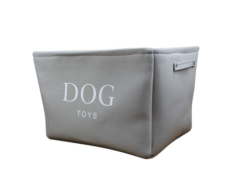 Grey Canvas Dog Toy Basket Box for Dogs Toy Storage. 40cms (16in) x 30cms (12in) x 25cms (10in) - PawsPlanet Australia