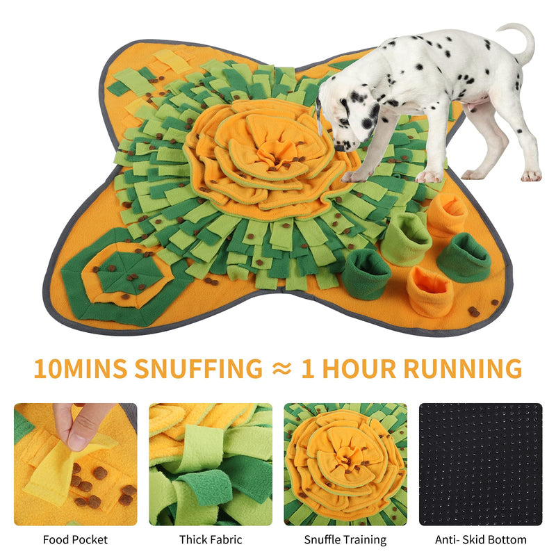 IEUUMLER Pet Training Mat Dog Feeding Mat Snuffle Cushion Training Feeding Stress Release Pad Foraging Skill Puzzle Toys IE081 (71x71cm, Orange & Green) 71x71cm - PawsPlanet Australia