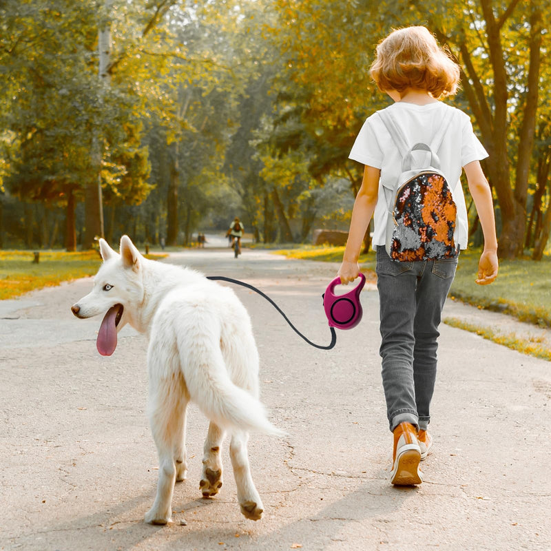 Long Retractable Dog Lead, Extendable Dog Lead, 5 m, Pet Lead Automatic Extendable Dog Training Lead for Small, Medium Dogs (Pink) Pink 5M - PawsPlanet Australia