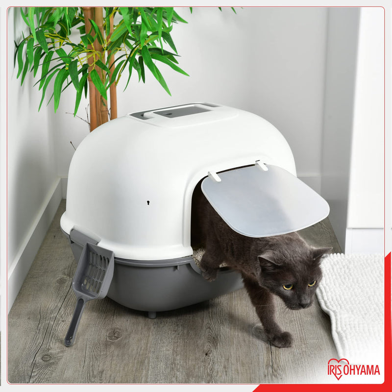 Iris Ohyama, Cat Litter Box, Closed Cat Litter Box, Scoop, L40 x D51 x H39 cm, WNT-510, Gray WNT-510, Closed / Wide - PawsPlanet Australia
