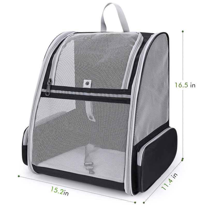 Lollimeow Pet Carrier Backpack for Dogs and Cats,Puppies,Fully Ventilated Mesh,Airline Approved,Designed for Travel, Hiking, Walking & Outdoor Use Mesh Black-M - PawsPlanet Australia