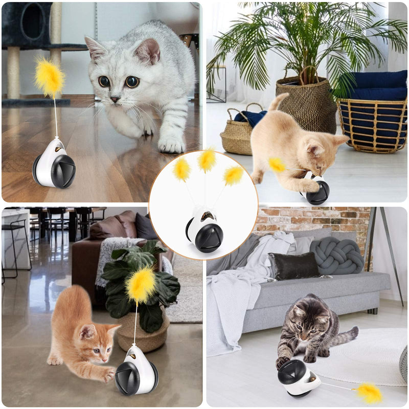 [Australia] - DXCEL Cat Toys for Indoor Cats, Interactive Cat Toy Balance Swing Car Cat Chase Toys with Feather and Catnip for Cats Entertainment Hunting Exercise, Bells Included 