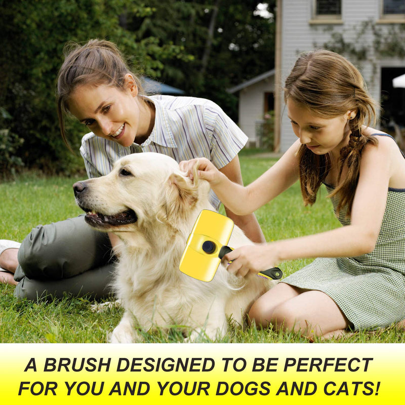 Bingobang Slicker Dog Comb Brush,Cat Pet Grooming Brush,Use to Clean Loose Fur & Dirt with Dogs and Cats,Professional Deshedding Tool - Reduces Shedding by up to 95%(Yellow) Yellow - PawsPlanet Australia
