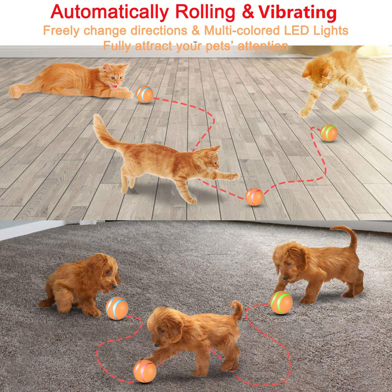 Updated Pet Toy Ball for Dogs&Cats, Dog Smart Ball, Remote Control Busy Ball, Magic Automatic Interactive Dog Toys, Flash RGB Led Light Wicked Ball Vibrating for Active Kitty&Puppy to Chase (Orange) cool orange - PawsPlanet Australia