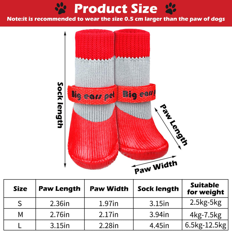 12 Pieces Dog Socks Non-Slip Pet Knit Socks and Dog Paw Protector Set Waterproof Pet Socks with Straps Rubber Sole Gripper Outdoor Dog Sock Boot for Hardwood Floor Small Medium Dog Cat Red - PawsPlanet Australia