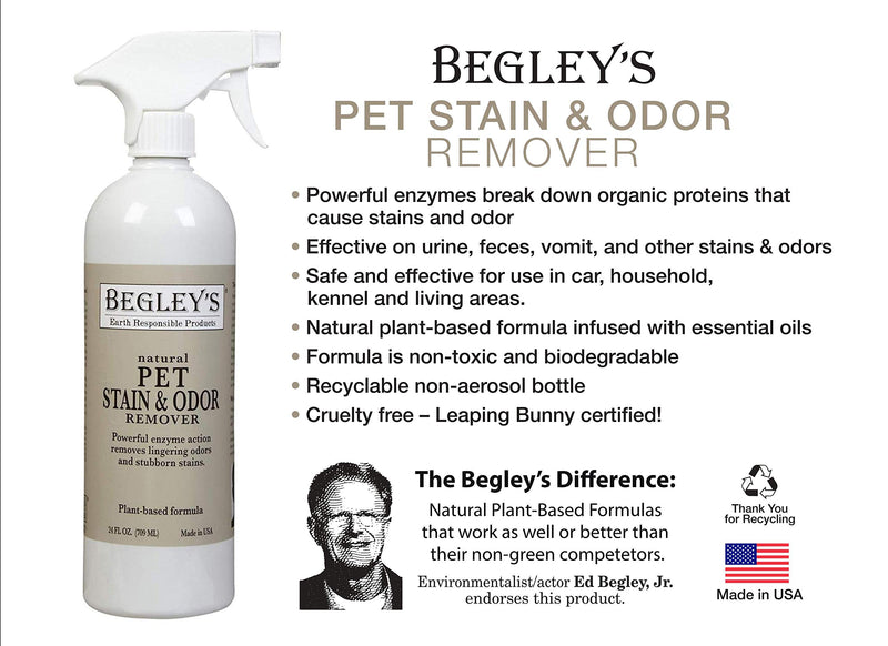 [Australia] - Begley's Best Natural Pet Stain and Odor Remover - 24 Ounce - Environmentally Responsible Plant-Based Formula, Cleans Tile, Wood, Carpet, and Upholstery 1-Pack 