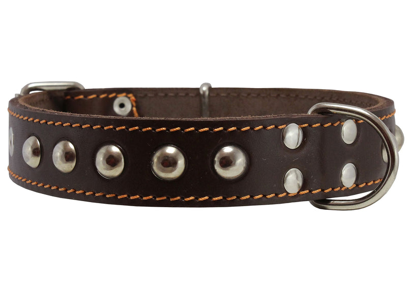 [Australia] - Genuine 1.25" Wide Thick Leather Studded Dog Collar. Fits 15"-20" Neck, Medium Breeds. 