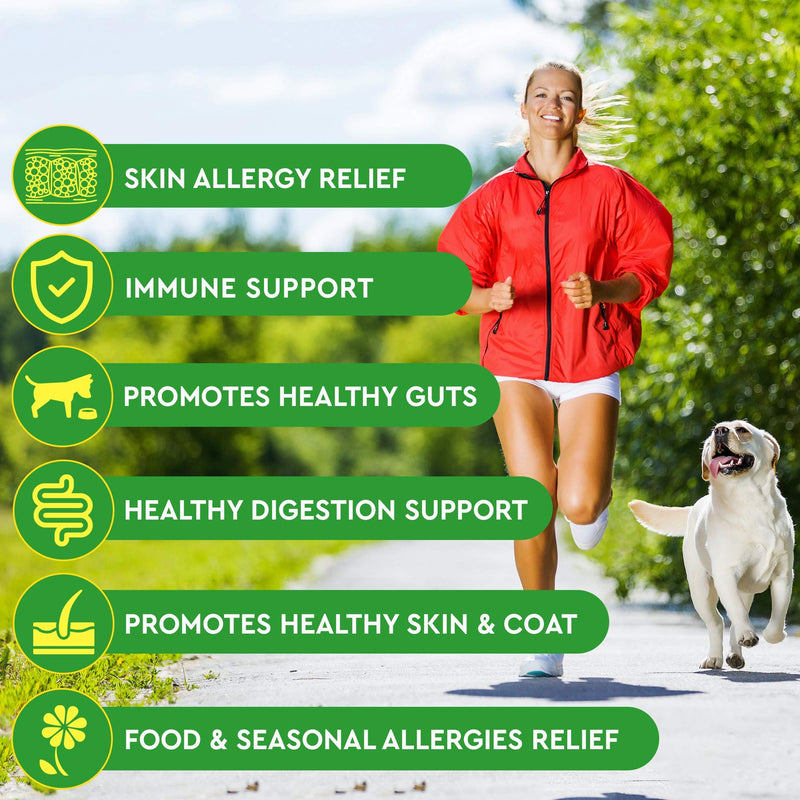 Pawfectchow Allergy Relief for Dogs - Immunity Supplement with Omega 3 Salmon Fish Oil, Colostrum, Digestive Prebiotics & Probiotics - Anti Itch & Skin Hot Spots - Made in USA - 150 Chews - PawsPlanet Australia