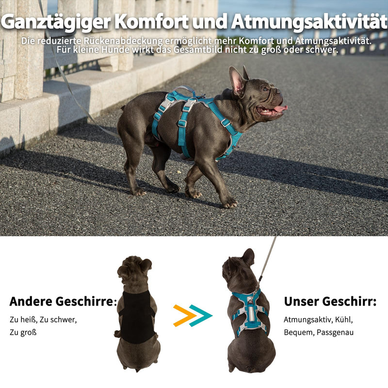 Huntboo Safety Harness Dog Escape Proof, Escape Artist Harness, Reflective Harness with Padded Handle, Durable, Adjustable Vest for Small Dogs Walking (Blue, S) Blue Small (Pack of 1) - PawsPlanet Australia