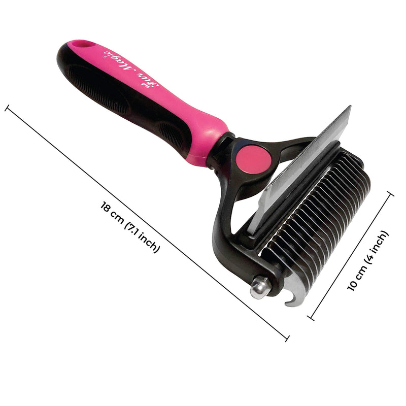 Fur Magic Deshedding and Dematting Tool, 2 Sided Pet Grooming Brush for Deshedding, Mats and Tangles Removing for Dogs and Cats with Long, Medium and Short Hair, Large Size Pink Large Pink - PawsPlanet Australia