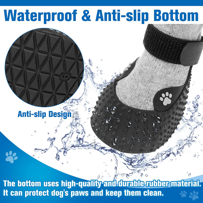 KOOLTAIL 2 Pairs of Anti-Slip Dog Socks, Rubber Bottom, Waterproof Dog Shoes, Protective Dog Boots, for Outdoor Walking, Running, Hiking #6 - 2.48" in width, 3" in length - PawsPlanet Australia