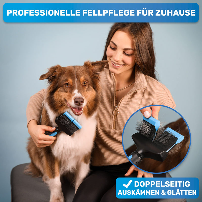 BluePet "ZupfZeug Pro" Professional Long Hair Dog Brush - Slicker Brush for Dogs and Cats - Gently Removes Undercoat, Tangles & Knots Small - PawsPlanet Australia
