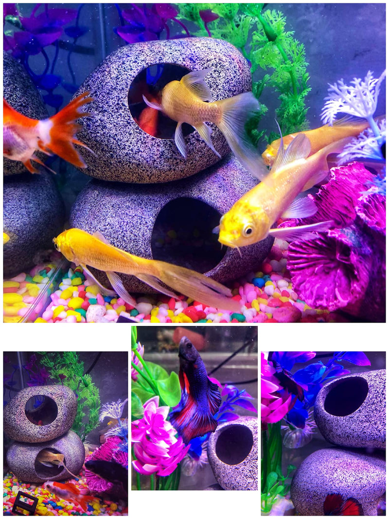 2 Pieces Stackable Aquarium Decoration Rock Caves, Hideaway for Shrimp Cichlid Hiding Breeding Spawning, Professional Hideout Decor for Territorial Fish (Natural) - PawsPlanet Australia