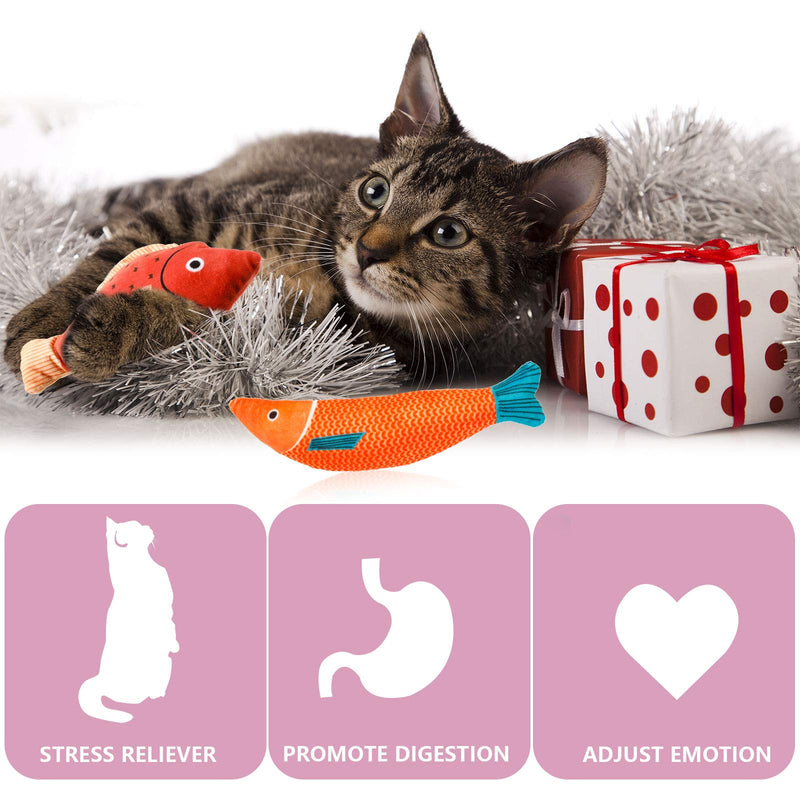 Chivao 7 Pieces Plush Kitten Cat Toys, Cartoon Fishes Cat Catnip Toys for Indoor Cats, Stuffed Chew Bite Catnip Teething Toy Set for Kitten - PawsPlanet Australia