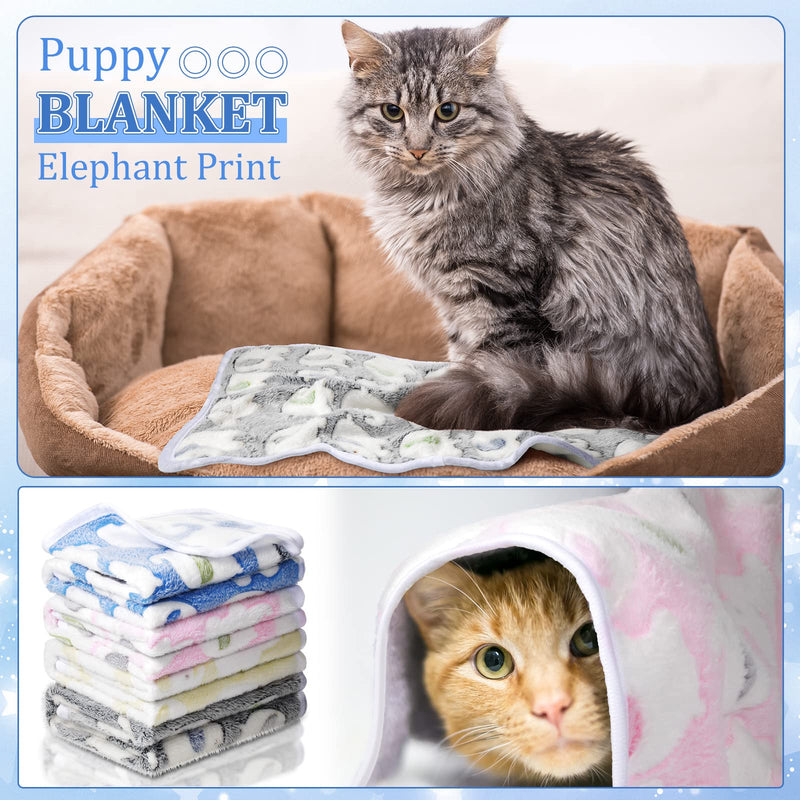 4 Pieces Elephant Print Puppy Blanket for PET Cushion Small Medium and Large Dog Cat Bed Warm Soft Sleep Mat, Fluffy PET Dog Cat Puppy Kitten Soft Blanket Fleece Flannel Throw Doggy Warm Bed Mat - PawsPlanet Australia